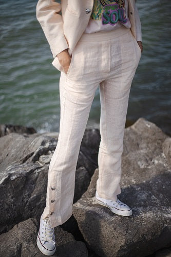 Pantalón Lino Rosa Claro