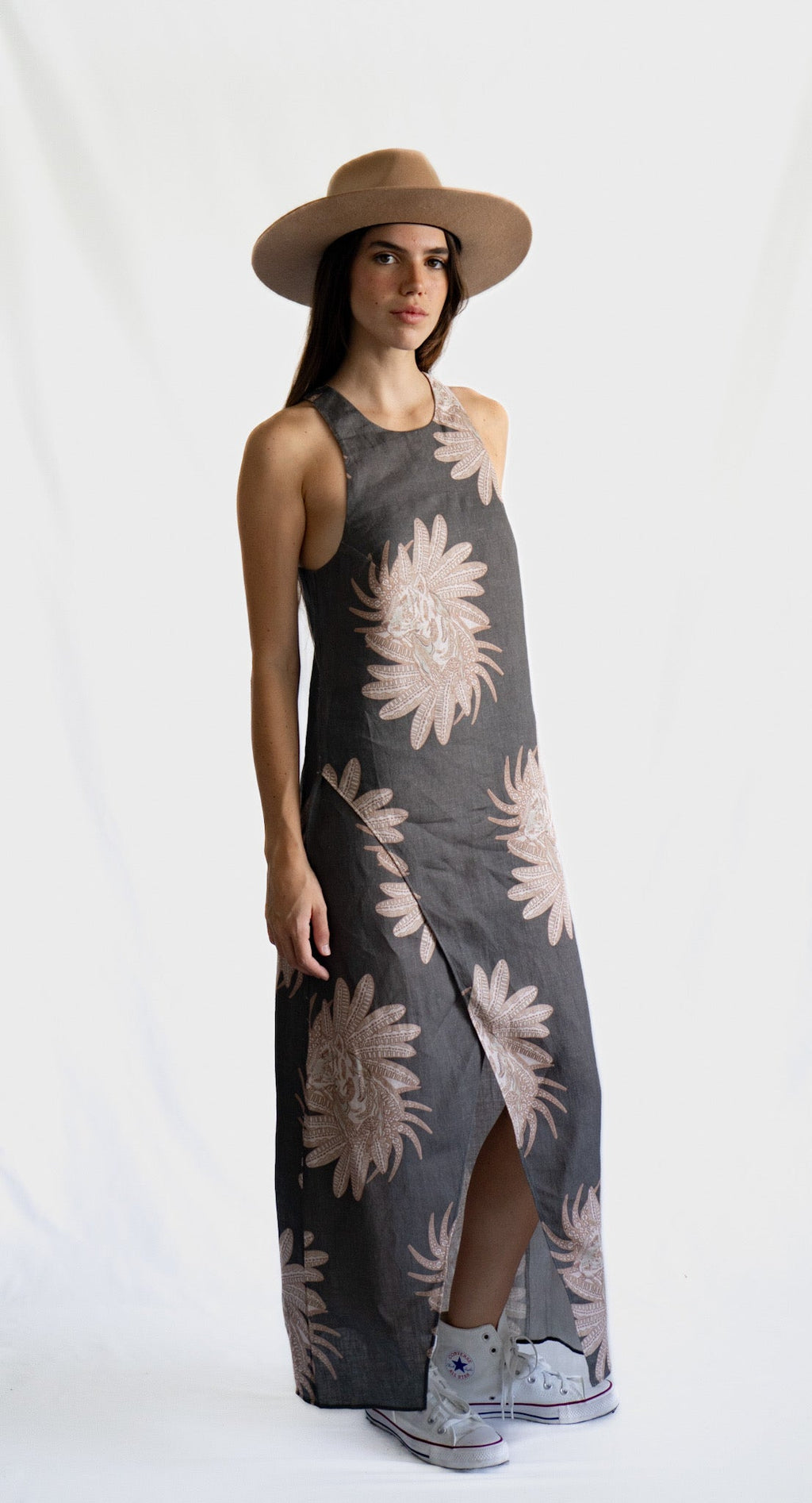 Vestido de Noche Tigre Griego Gris 