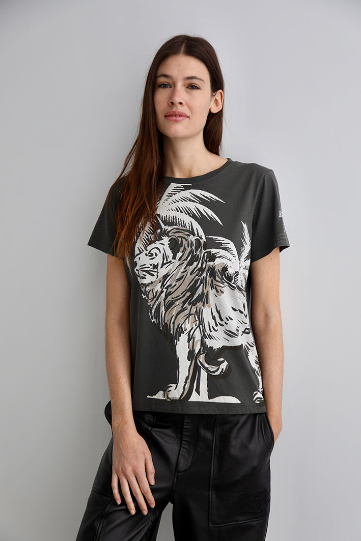 Remera Lion Palms Gris