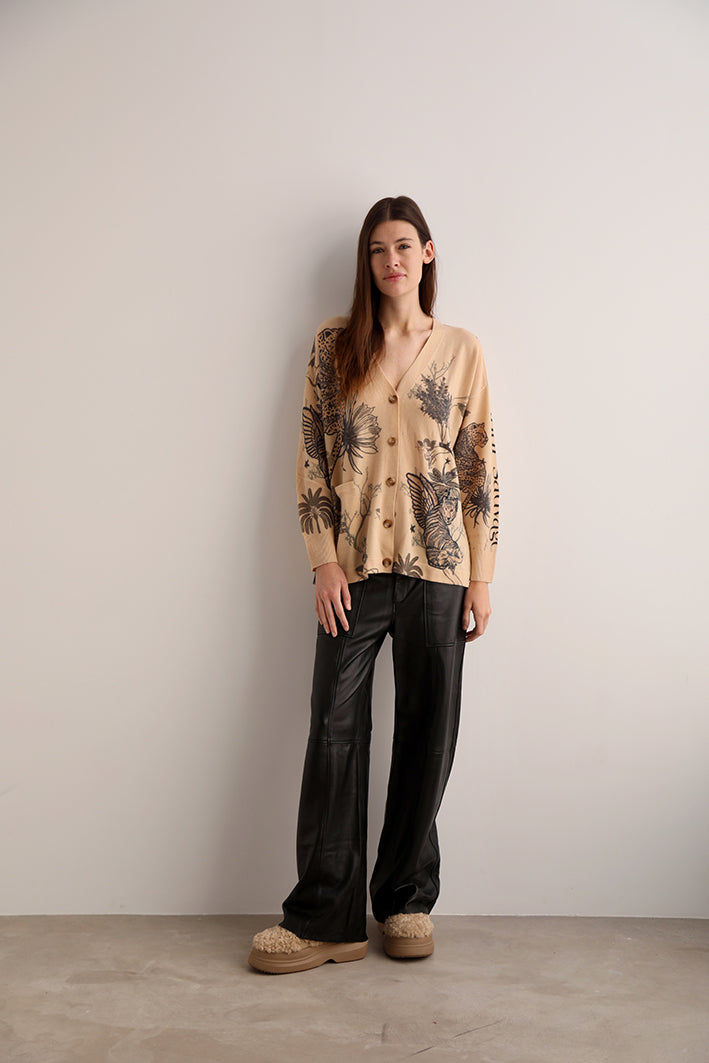 Cárdigan Toile de Jouy Beige
