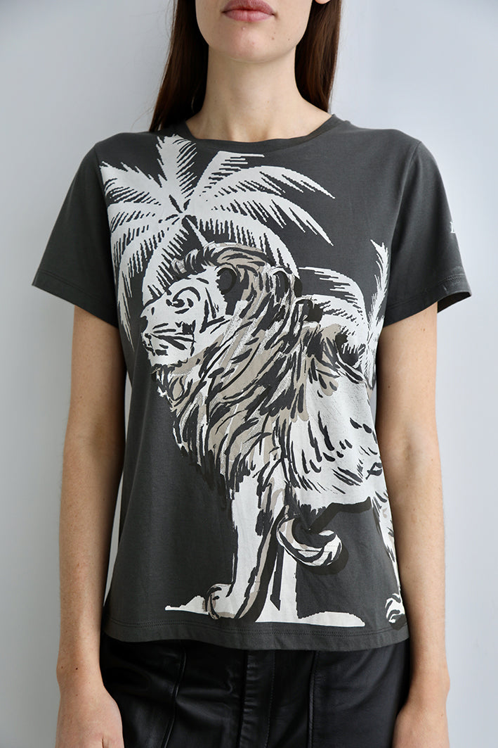 Remera Lion Palms Gris
