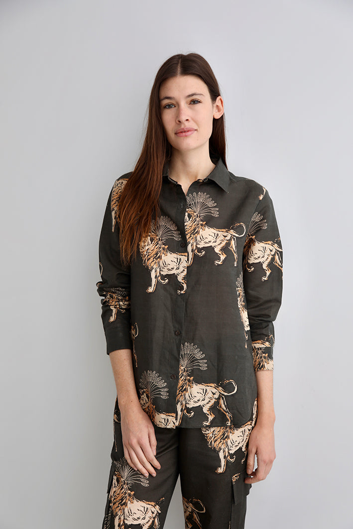 Camisa Lion Palms Gris