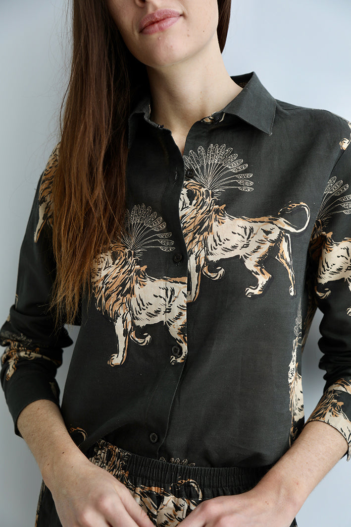 Camisa Lion Palms Gris