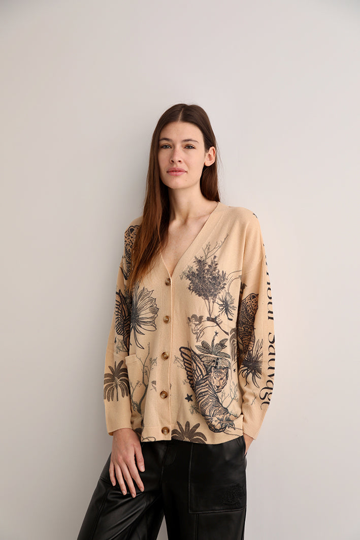 Cárdigan Toile de Jouy Beige