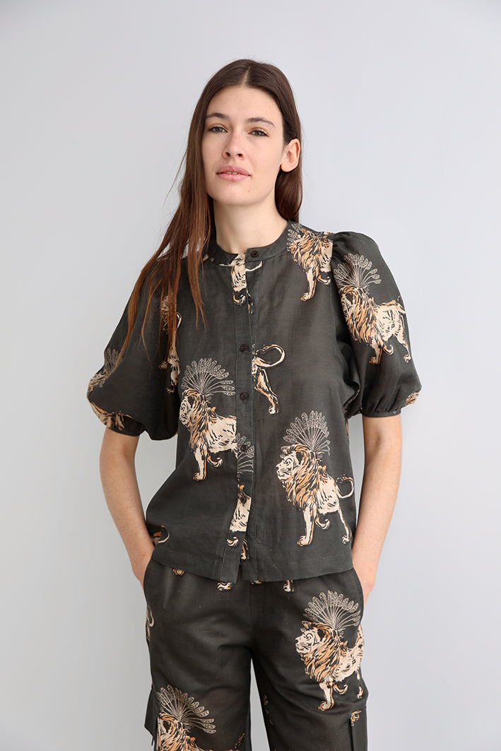 Camisa Balloon Lion Palms Gris