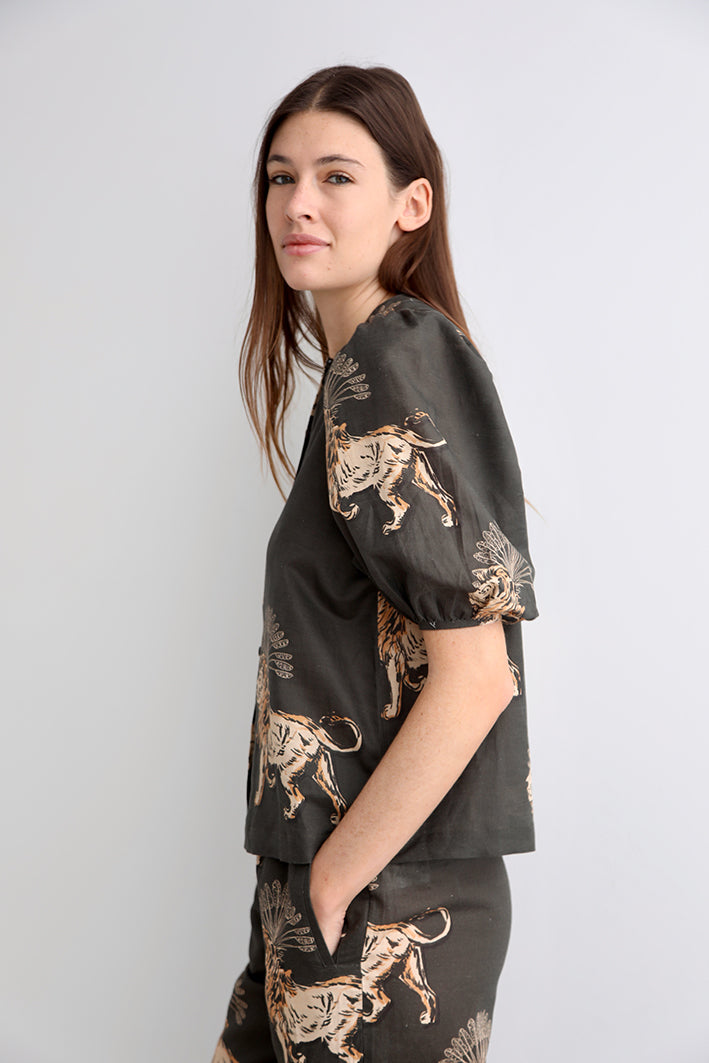 Camisa Balloon Lion Palms Gris