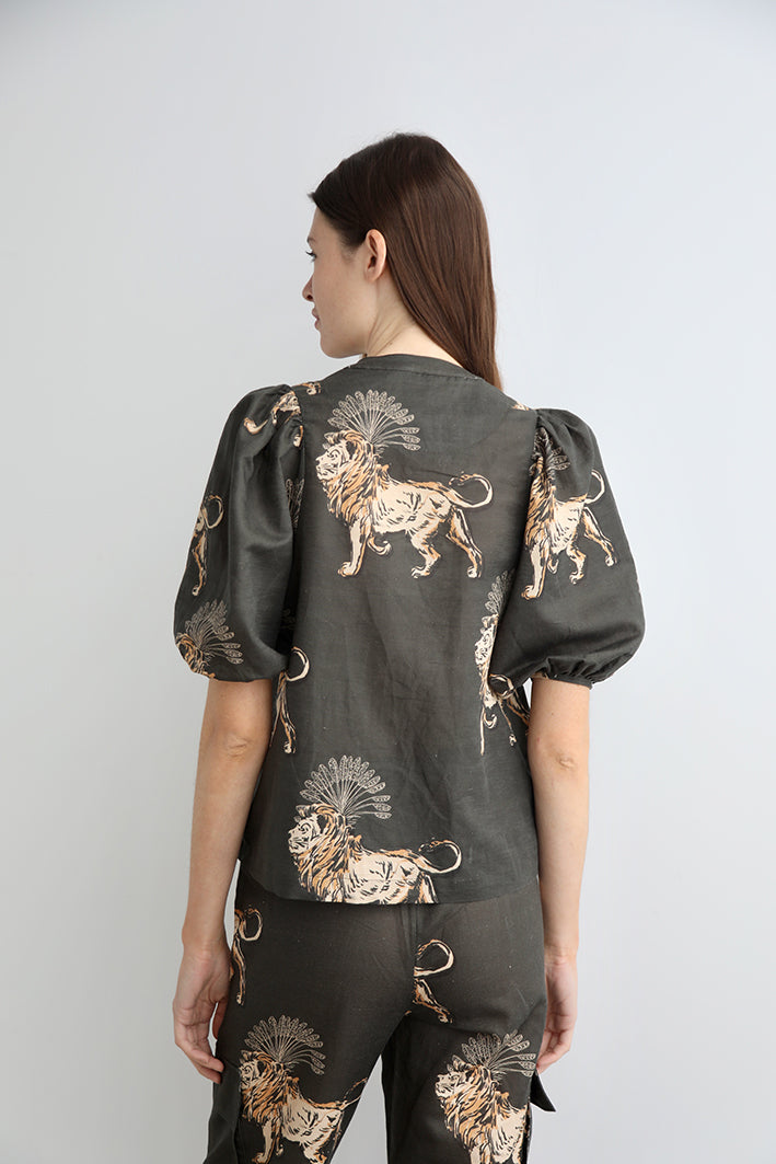 Camisa Balloon Lion Palms Gris