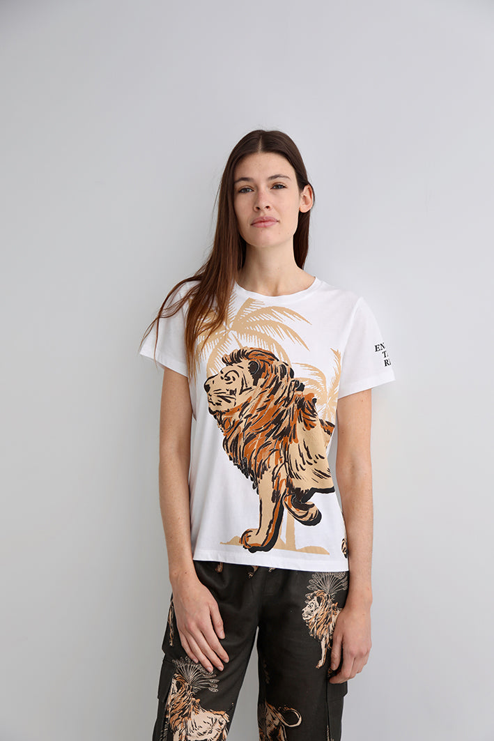 Remera Lion Palms Blanco