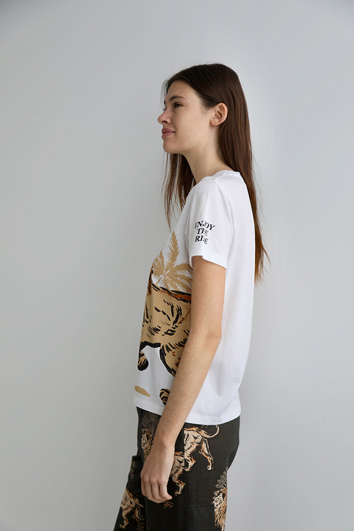 Remera Lion Palms Blanco