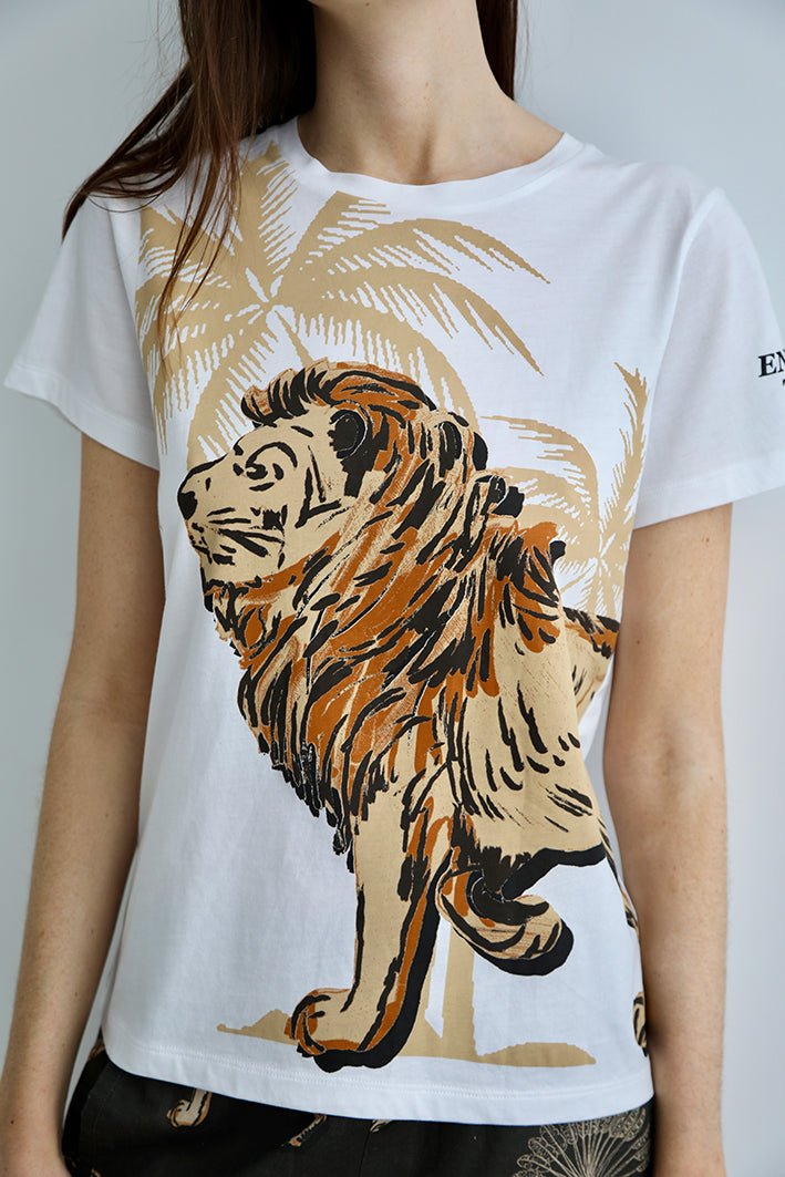 Remera Lion Palms Blanco