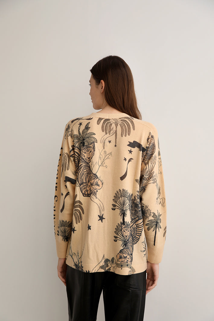 Cárdigan Toile de Jouy Beige