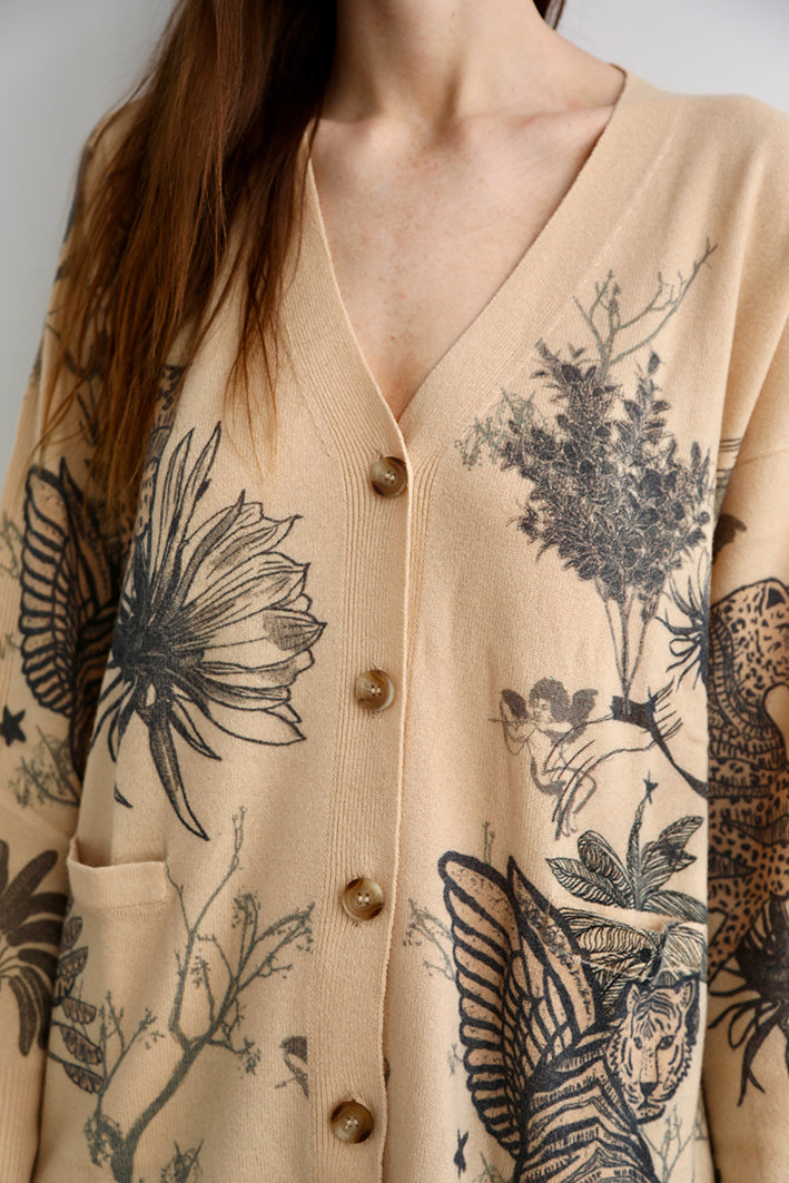 Cárdigan Toile de Jouy Beige