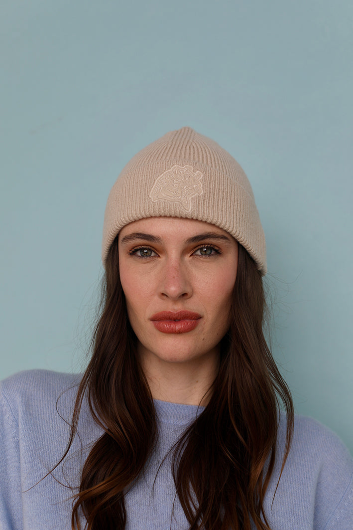 Beanie Cheetah Beige