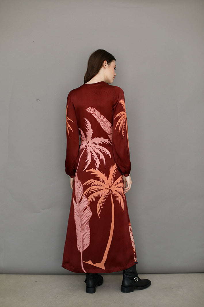 Vestido Lion Palms Bordo