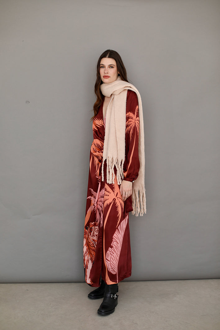 Vestido Lion Palms Bordo