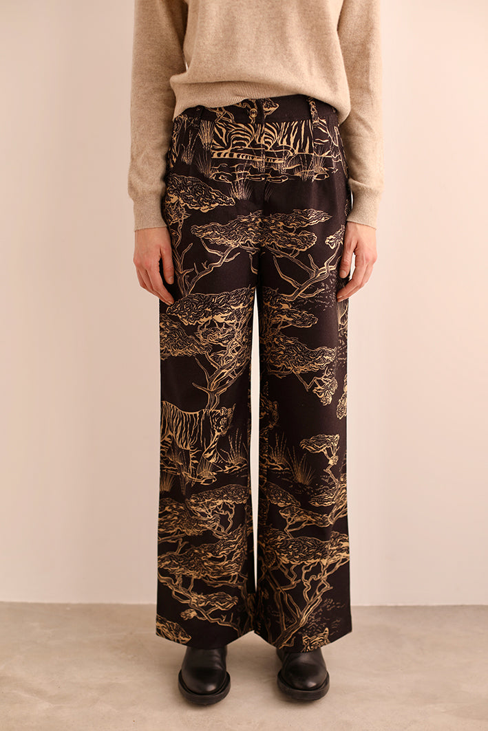 Pantalón Lana Safari Negro