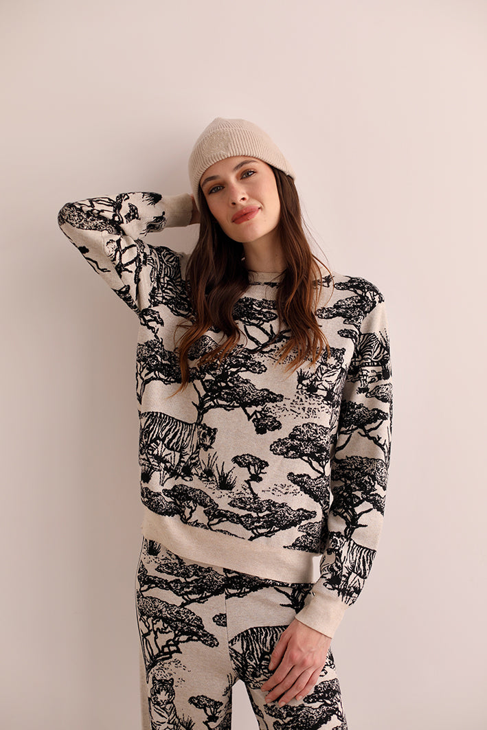 Sweater Safari Blanco y Negro