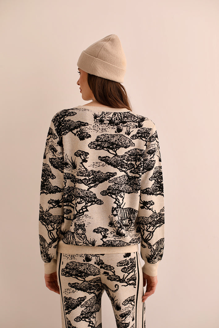 Sweater Safari Blanco y Negro