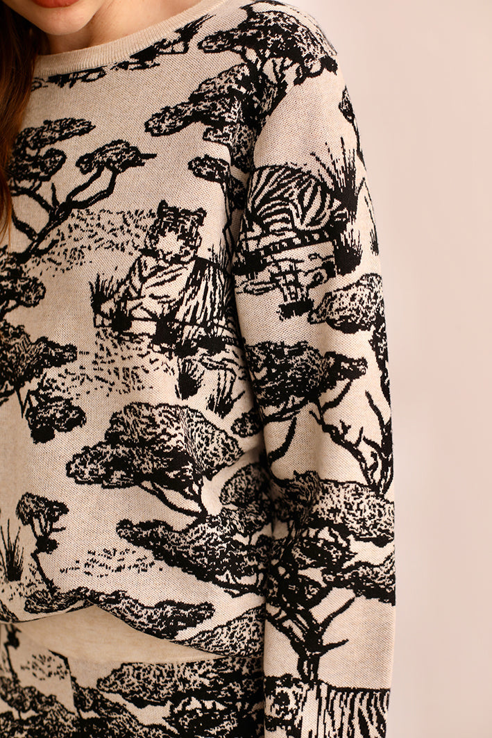 Sweater Safari Blanco y Negro
