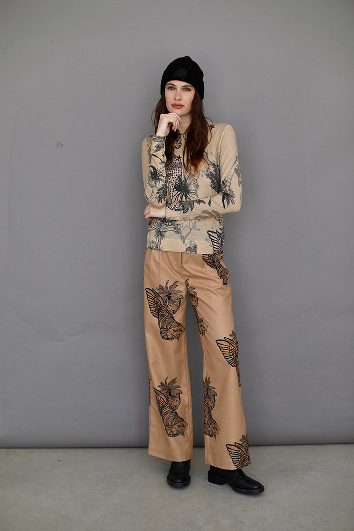 Sweater Toile de Jouy Beige