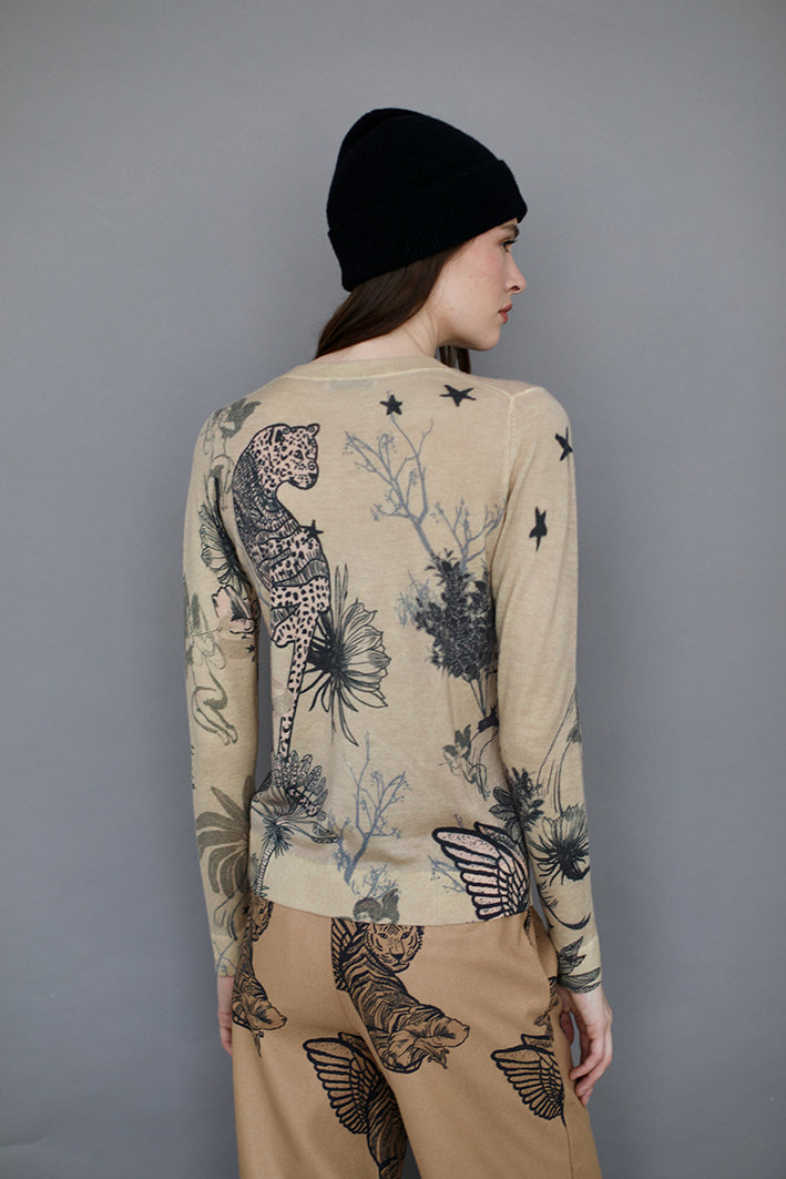 Sweater Toile de Jouy Beige