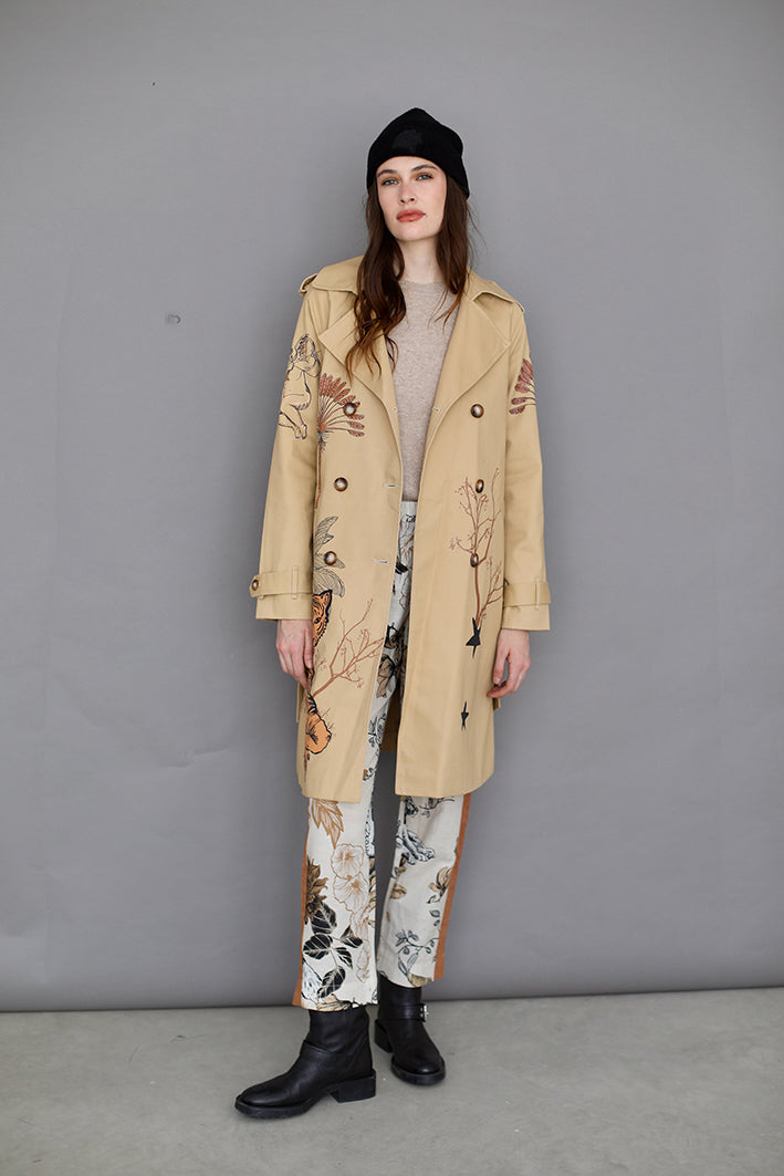 Trench Toile de Jouy Beige