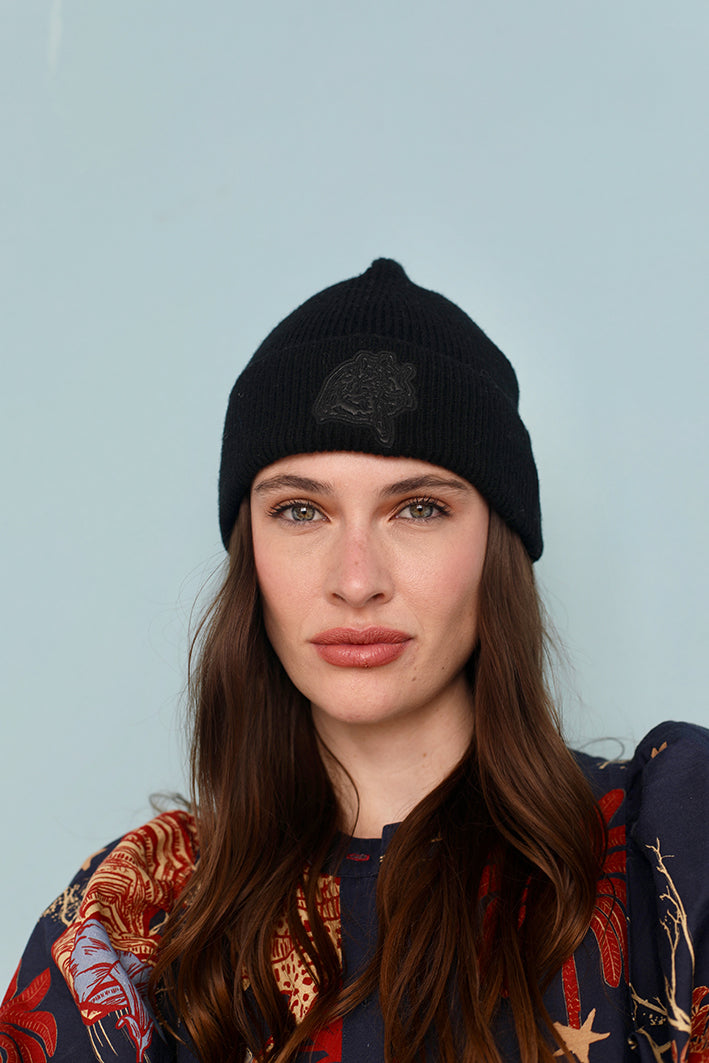 Beanie Cheetah Black