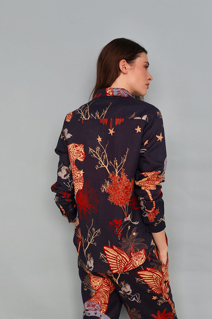 Camisa Toile de Jouy Azul
