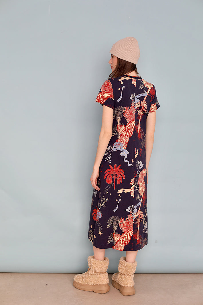 Vestido Largo De Jersey Toile de Jouy Azul