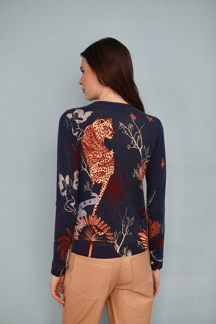 Sweater Toile de Jouy Azul