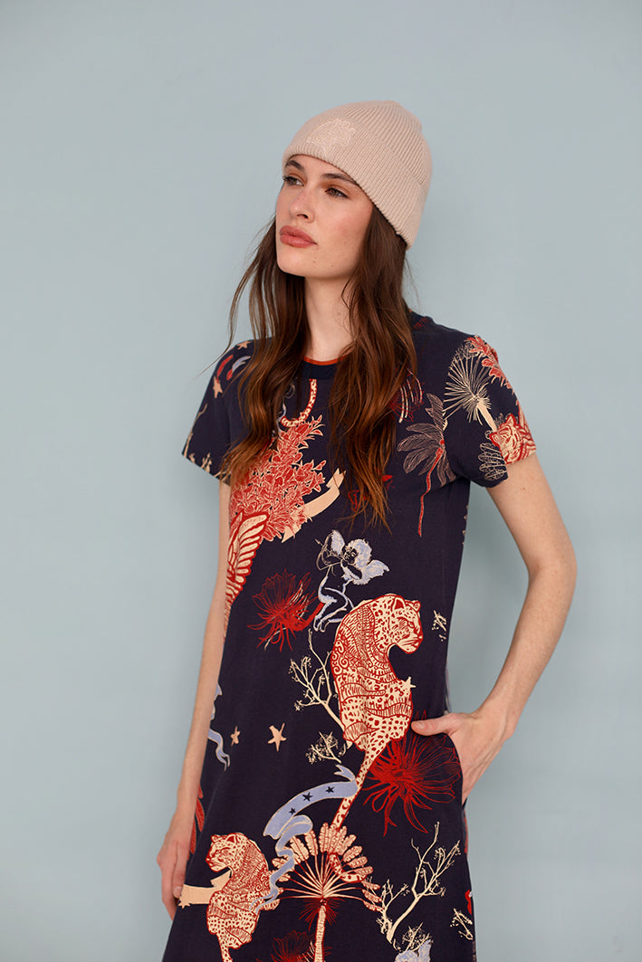 Vestido Largo De Jersey Toile de Jouy Azul