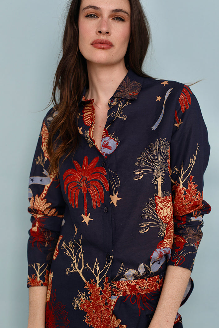 Camisa Toile de Jouy Azul