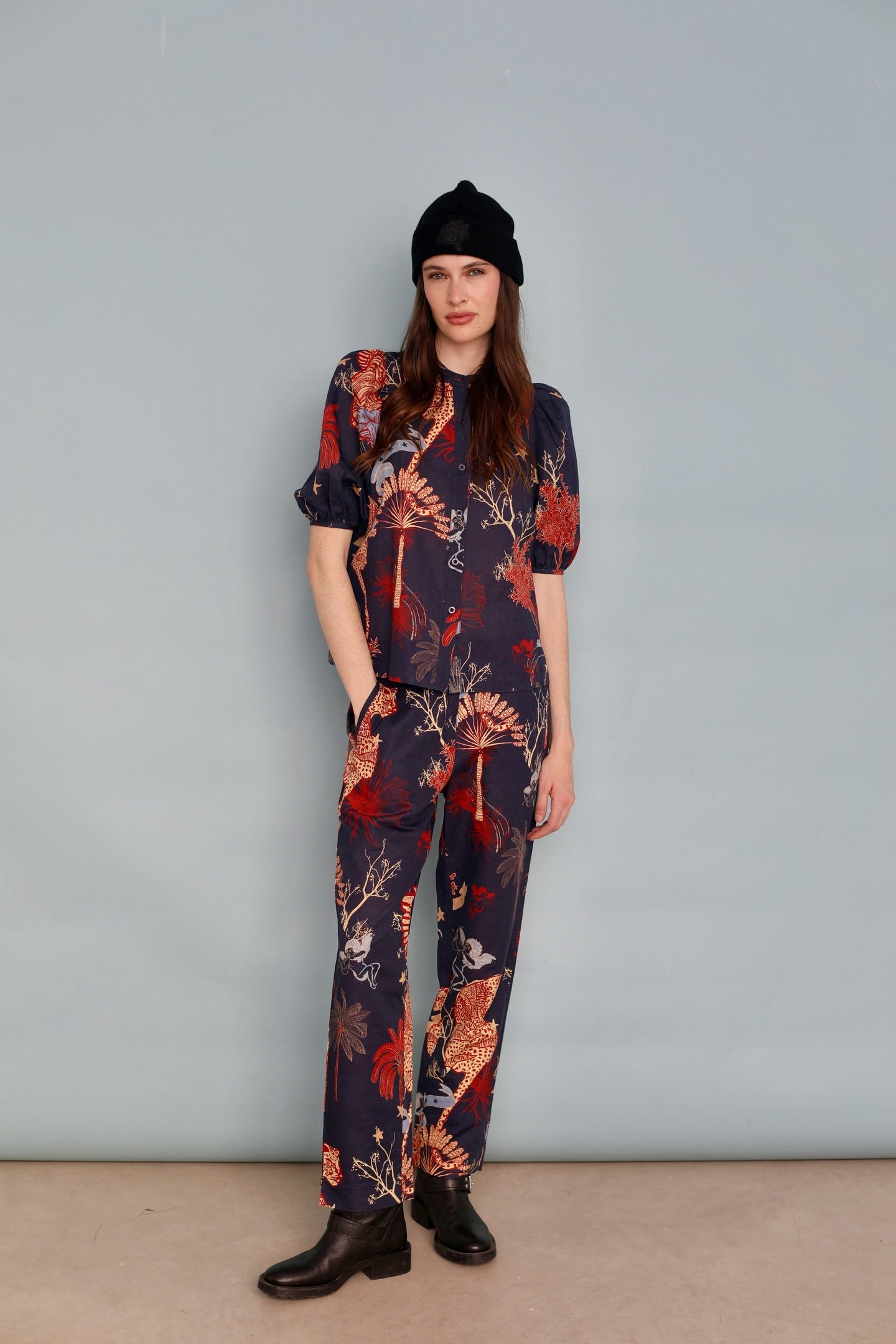Camisa Globo Toile de Jouy Azul