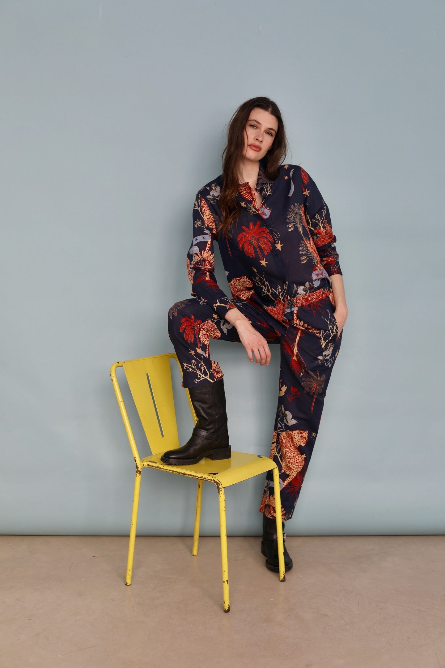 Camisa Toile de Jouy Azul