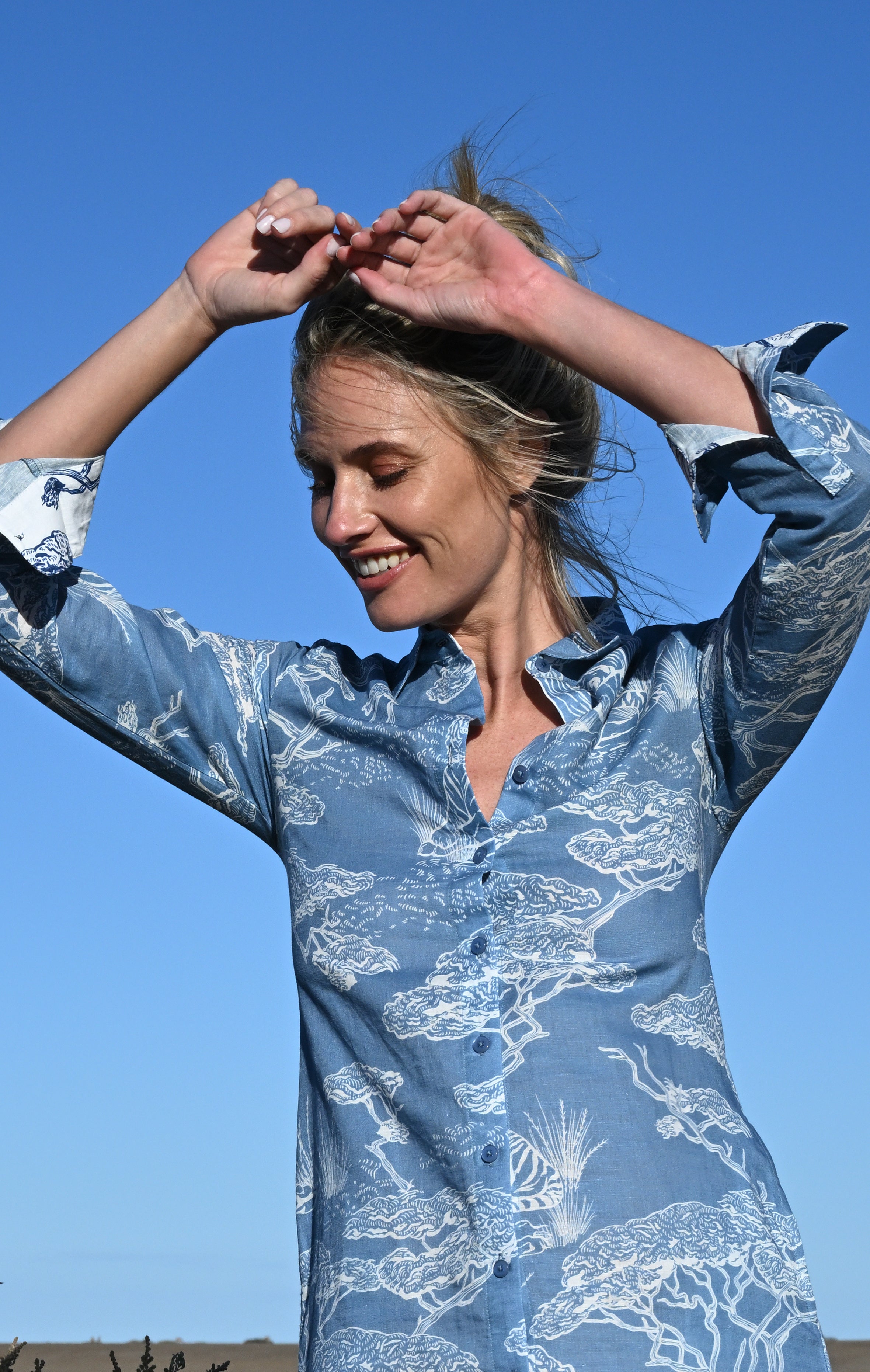 Camisa Safari Celeste