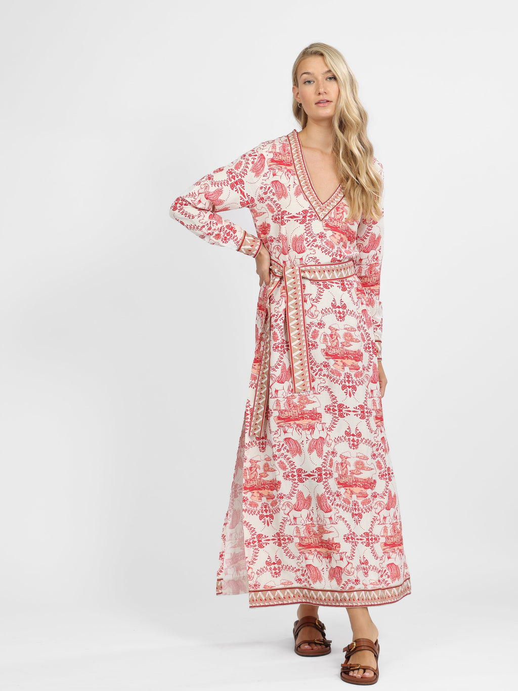 V-Neck Long Dress Italian Coast Cherry