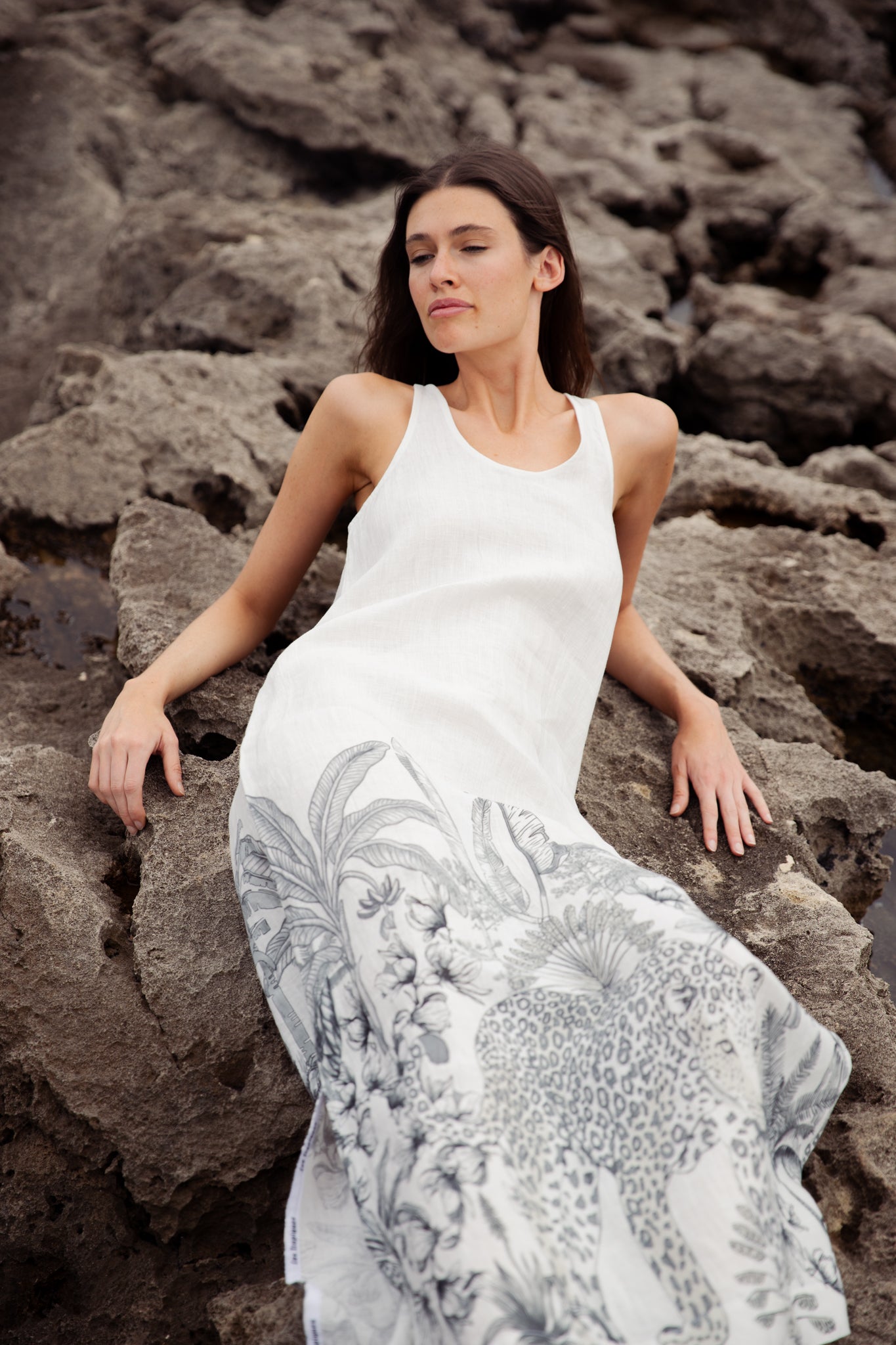 Linen Long Dress Tropique White