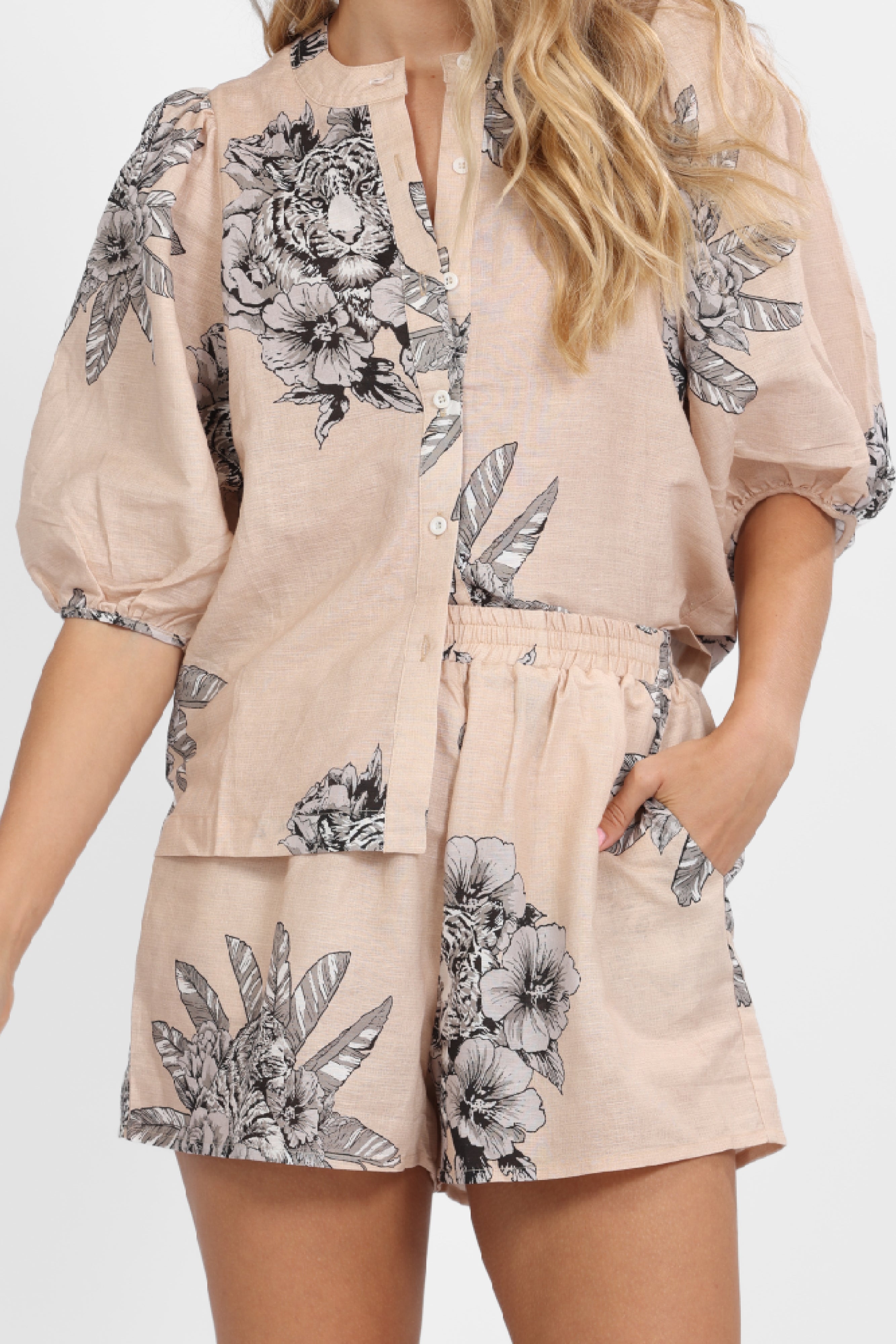 Balloon Shirt Tiger Bloom Beige