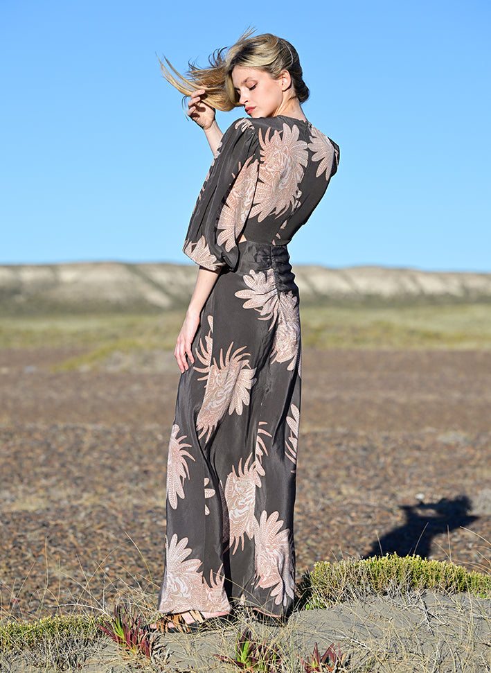 Vestido Largo Seda Greek Grey
