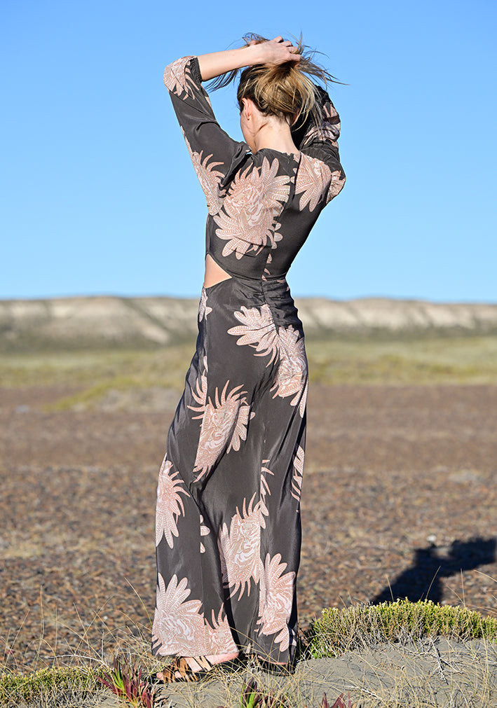 Vestido Largo Seda Greek Grey