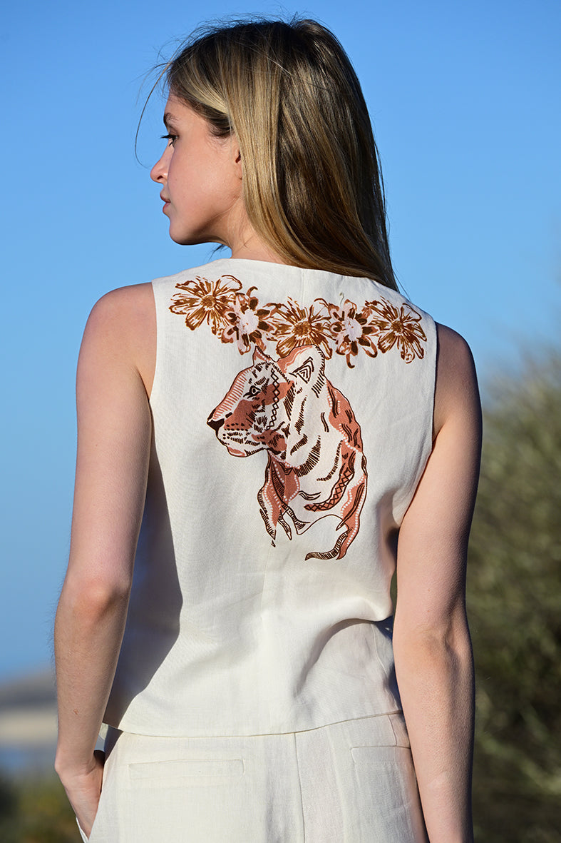 Chaleco Flower Tiger Blanco 