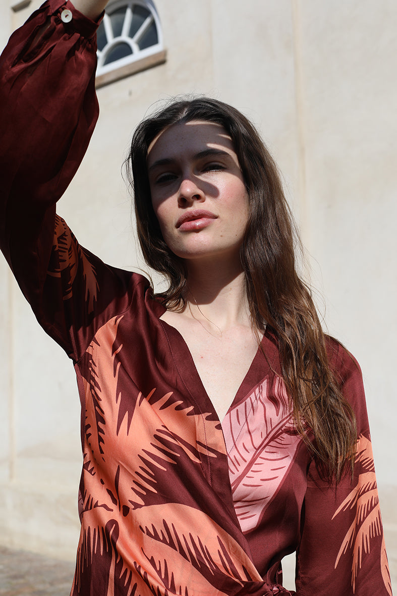 Vestido Lion Palms Bordo
