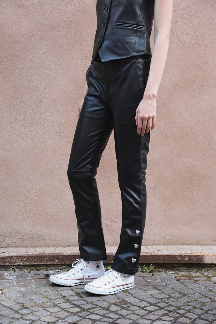 Pantalón Cuero Negro 
