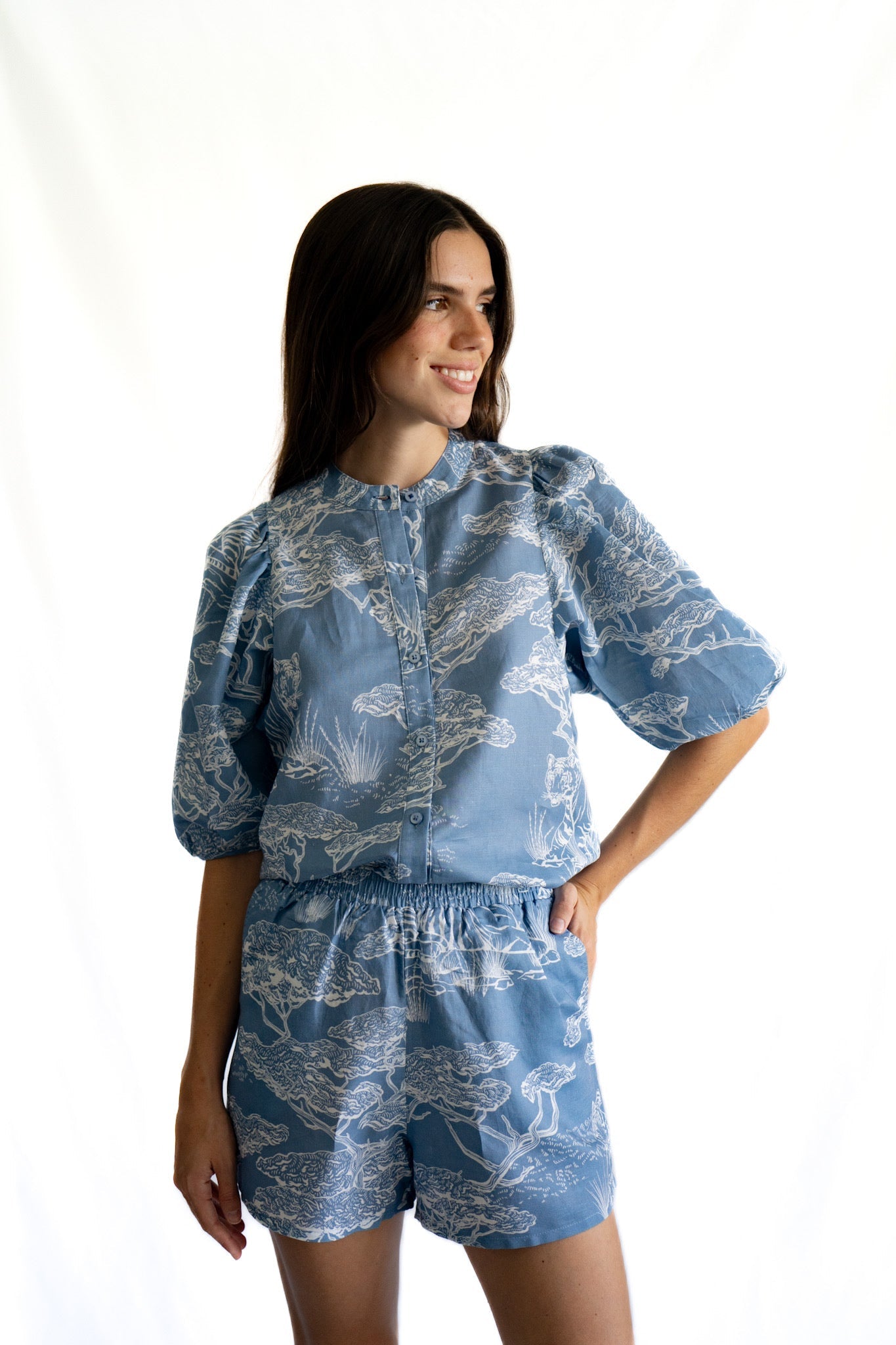 Camisa Balloon Safari Celeste