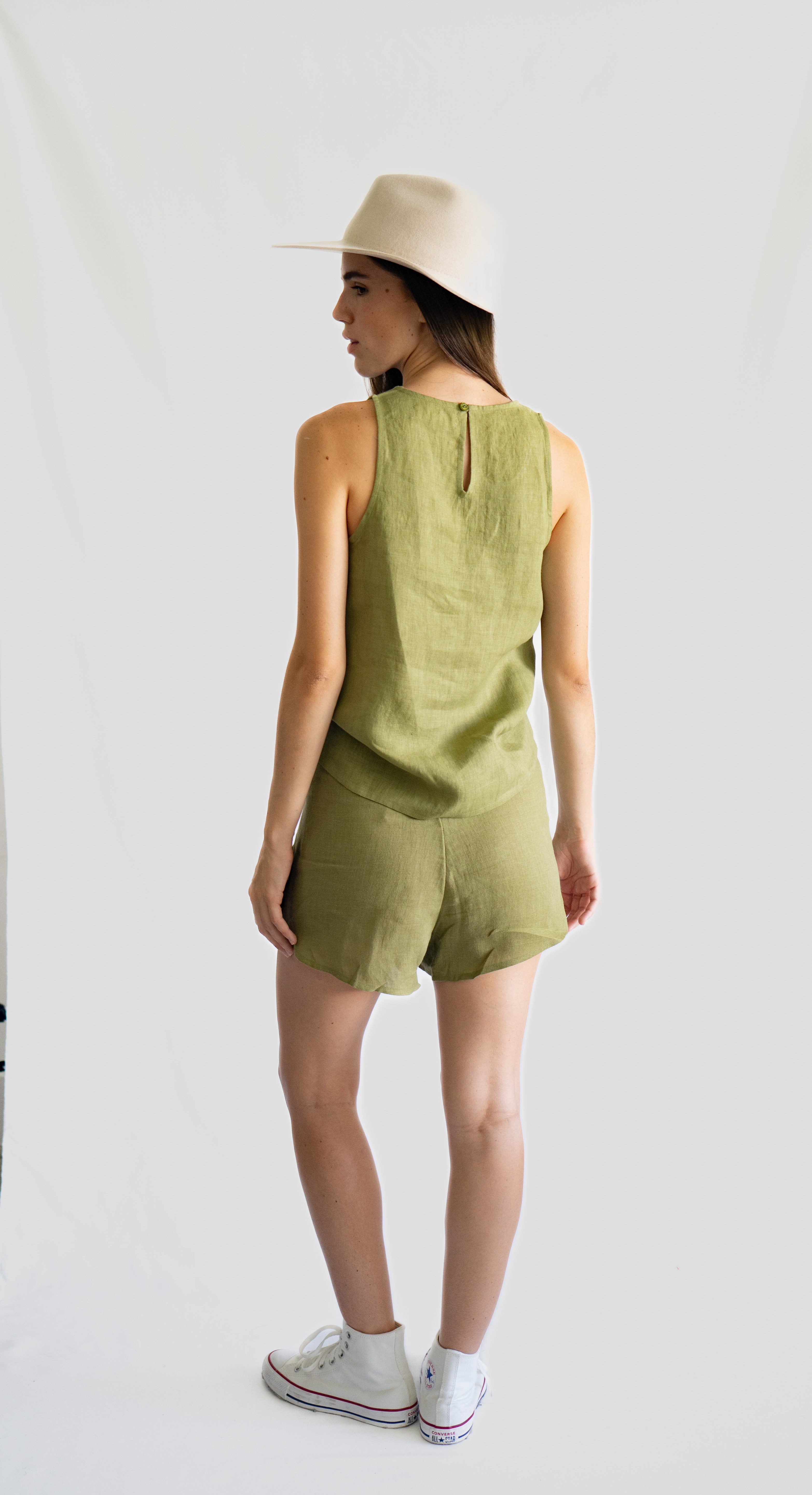 Short Linen Green