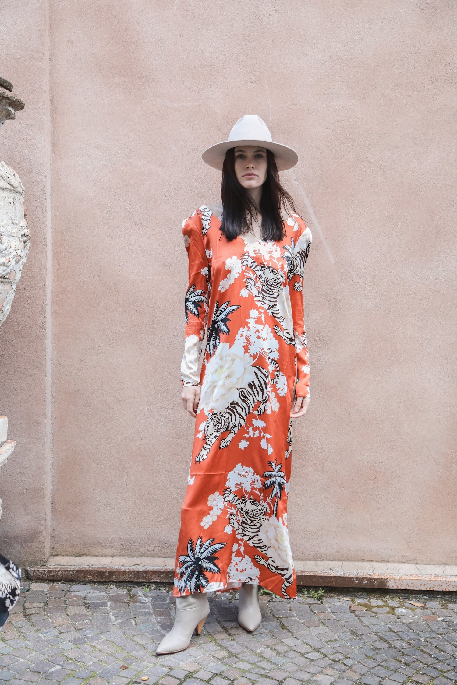 Vestido Romantic Tiger Ladrillo 
