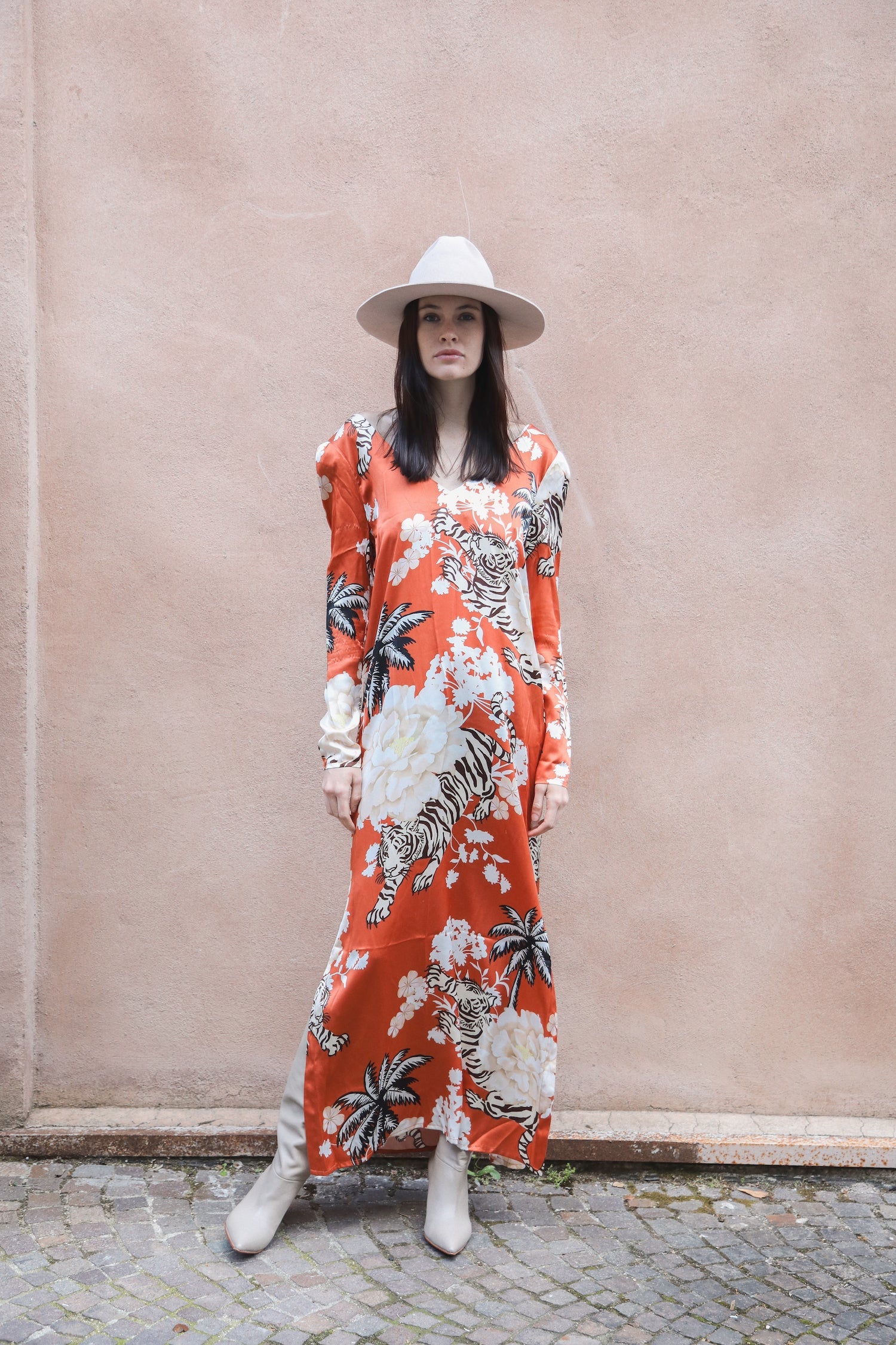 Vestido Romantic Tiger Ladrillo 