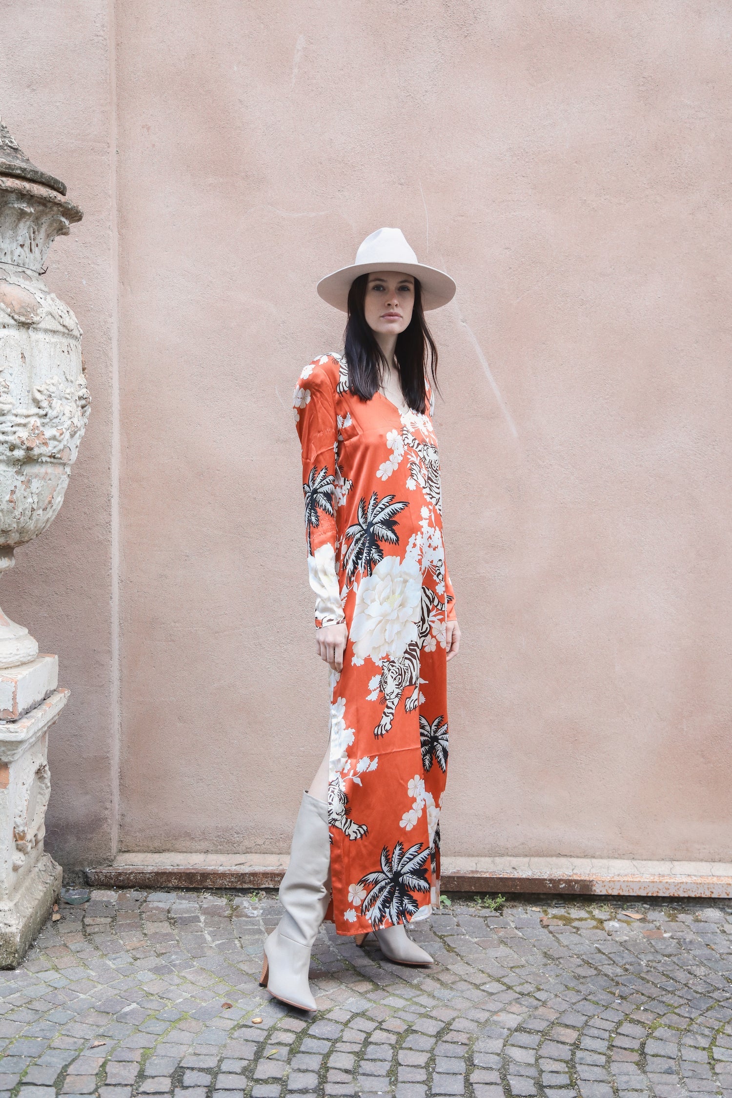 Vestido Romantic Tiger Ladrillo 
