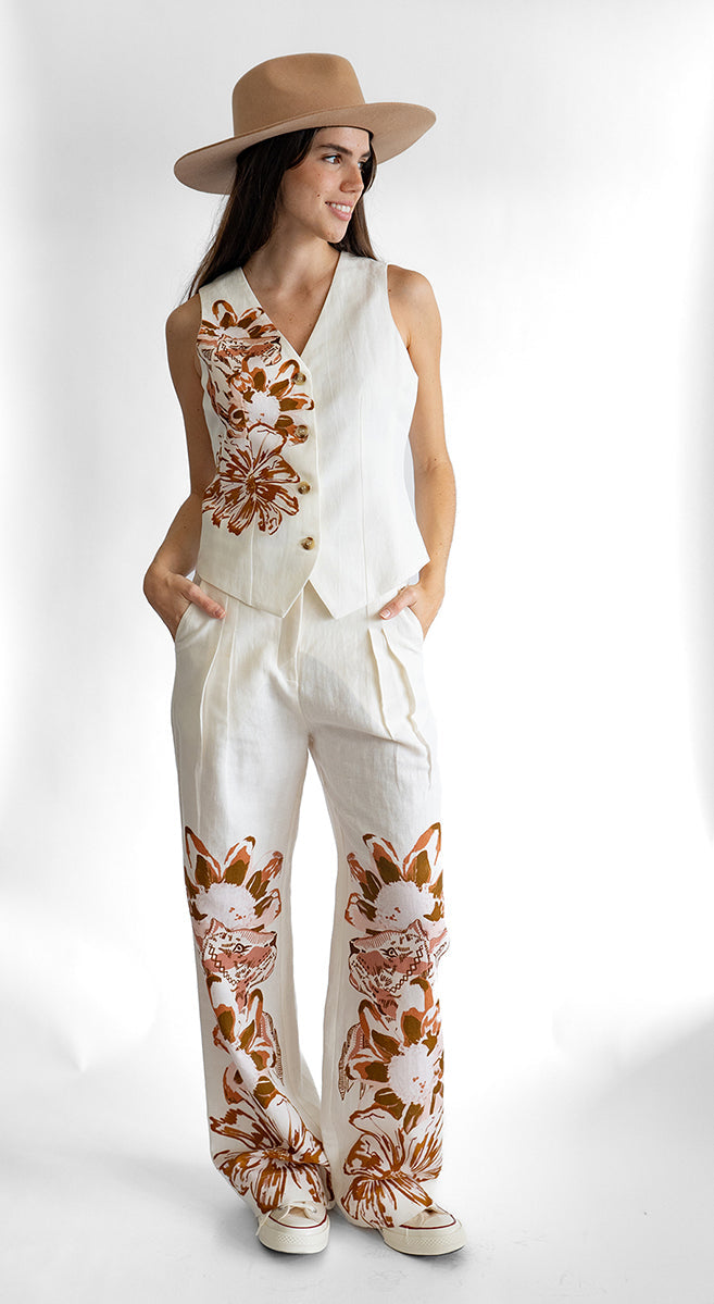 Pantalón Flower Tiger Blanco 