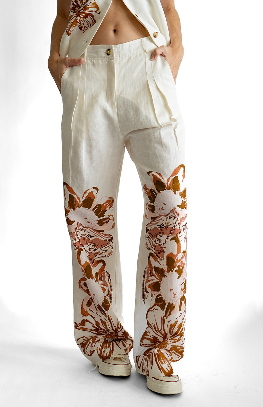 Pantalón Flower Tiger Blanco 